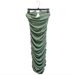 Bananhot Strapless Alex Dress Size M Lime Green Metallic Party Cocktail Festive